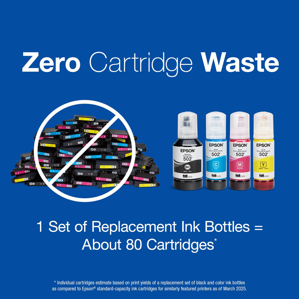 EPSON 502 EcoTank Ink Ultra-high Capacity Bottle Black Works with ET-2750, 2760, 2850, 3750, 3760, 3850, 4850, and other select models