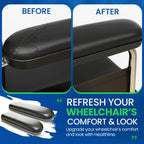 Healthline Padded Armrest For Wheelchairs Vinyl Pair, Universal Arm Pads Replacement 10" DESK ARM, Black