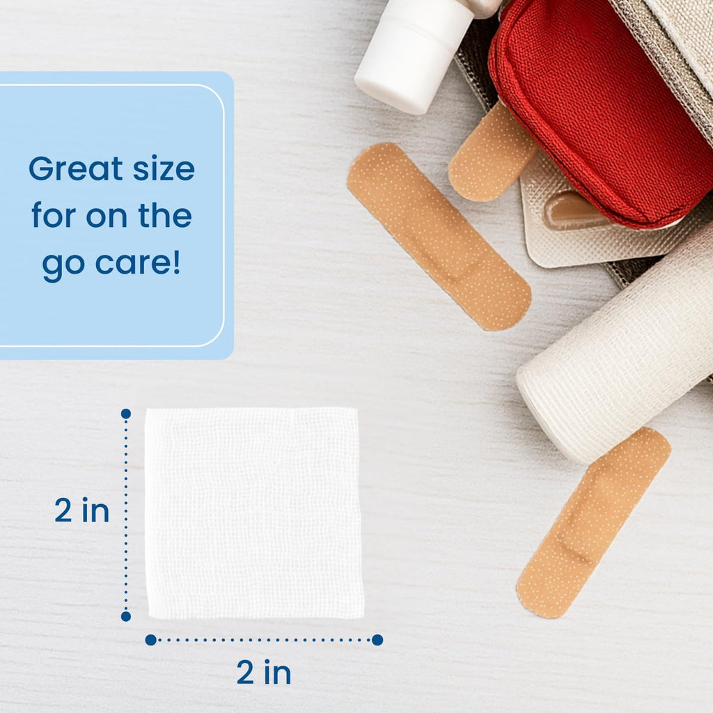HCS Gauze Pads 2x2, Bulk - 8000ct, Non-Woven, Non-Sterile, 4-Ply - Highly Absorbent, Low-Linting Squares - Gauze Sponges, Small - Medical Supplies, Wound Care, First Aid, Surgical Use, Dental, Beauty