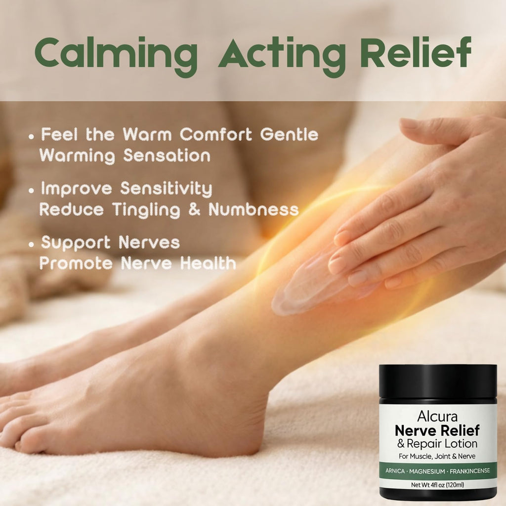 Alcura Nerve Cream, Alcura Neuropathy Lotion with Arnica, Daily Nourishment for Health, Suitable for Knee, Lumbar, Neck, Hand and Foot
