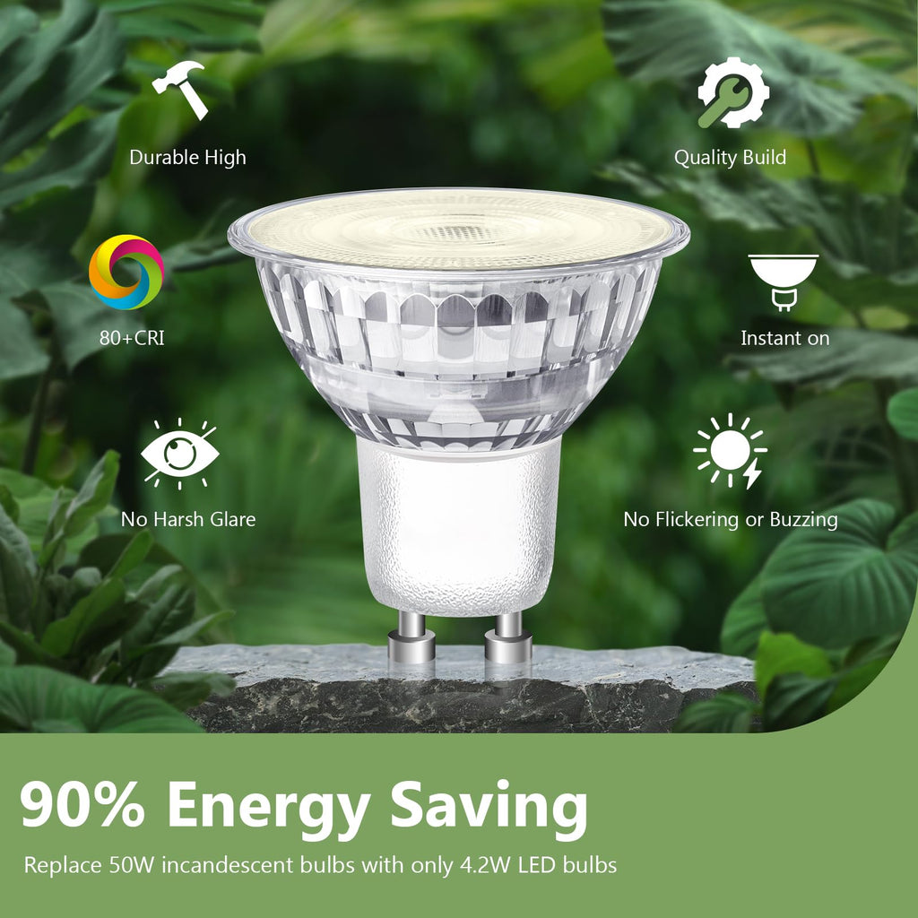 Sigalux GU10 LED Bulb 16 Pack, 3000K Warm White, 4.2W (50W Equivalent) Non-Dimmable, 350 Lumens, 35° Spotlight, MR16 GU10 Bulb Replacement for Track Lighting, Kitchen, Range Hood, Living Room