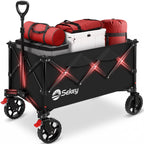 Sekey Collapsible Foldable Wagon with 300lbs Weight Capacity, Heavy Duty Folding Wagon Cart with Big All-Terrain Wheels.Black