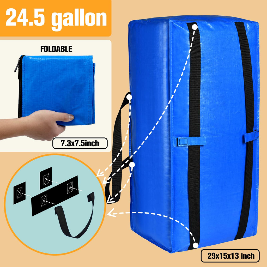 Heavy Duty Extra Large Storage Bags, XL Moving Bags for College Dorm Essentials, Moving Supplies Compatible with IKEA Frakta Cart, 4 Packs