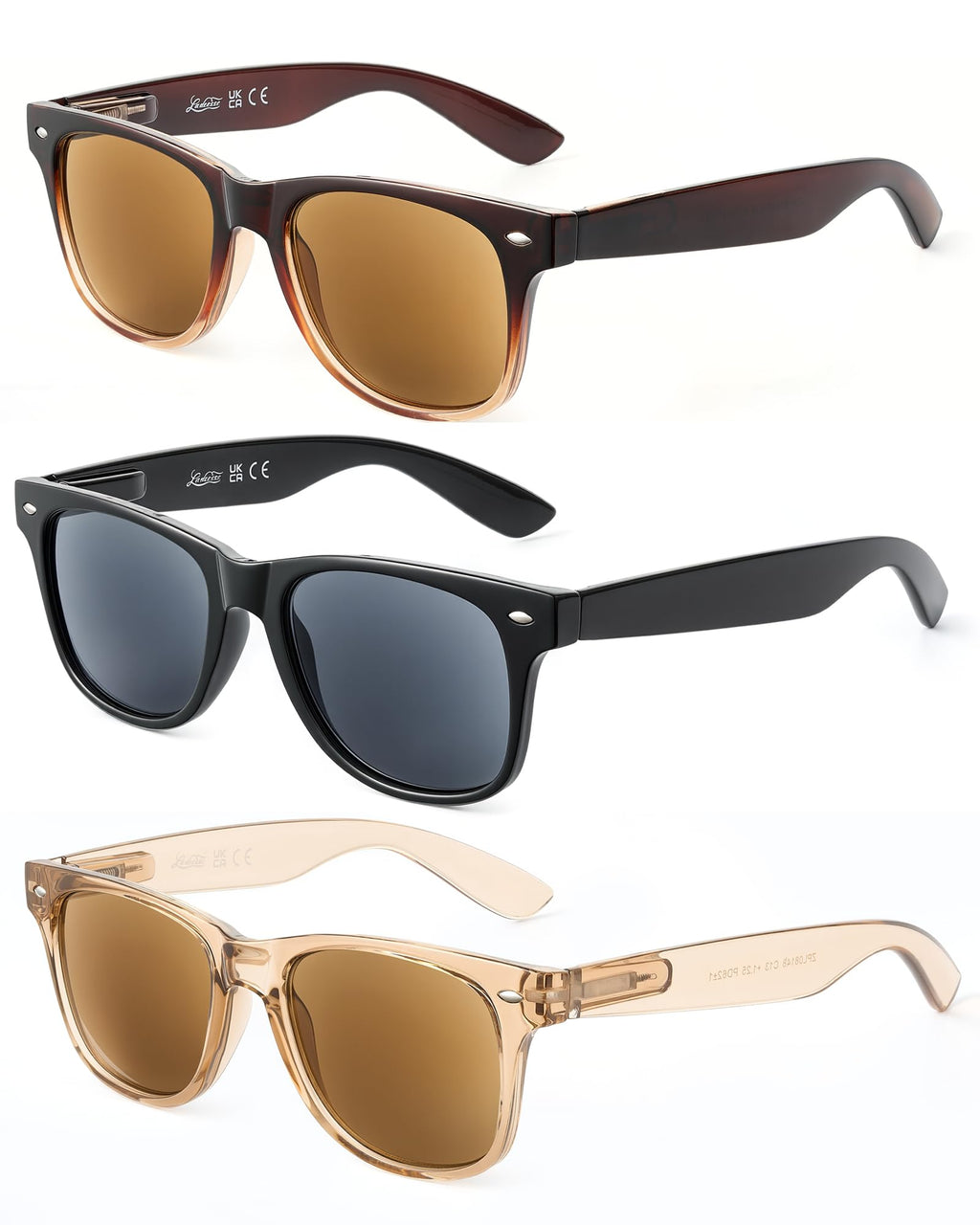LADEESSE 3 Pack Reading Sunglasses for Women, UV400 Sun Readers Glasses Spring Hinge Outdoor Sunglasses-200(Not bifocal)