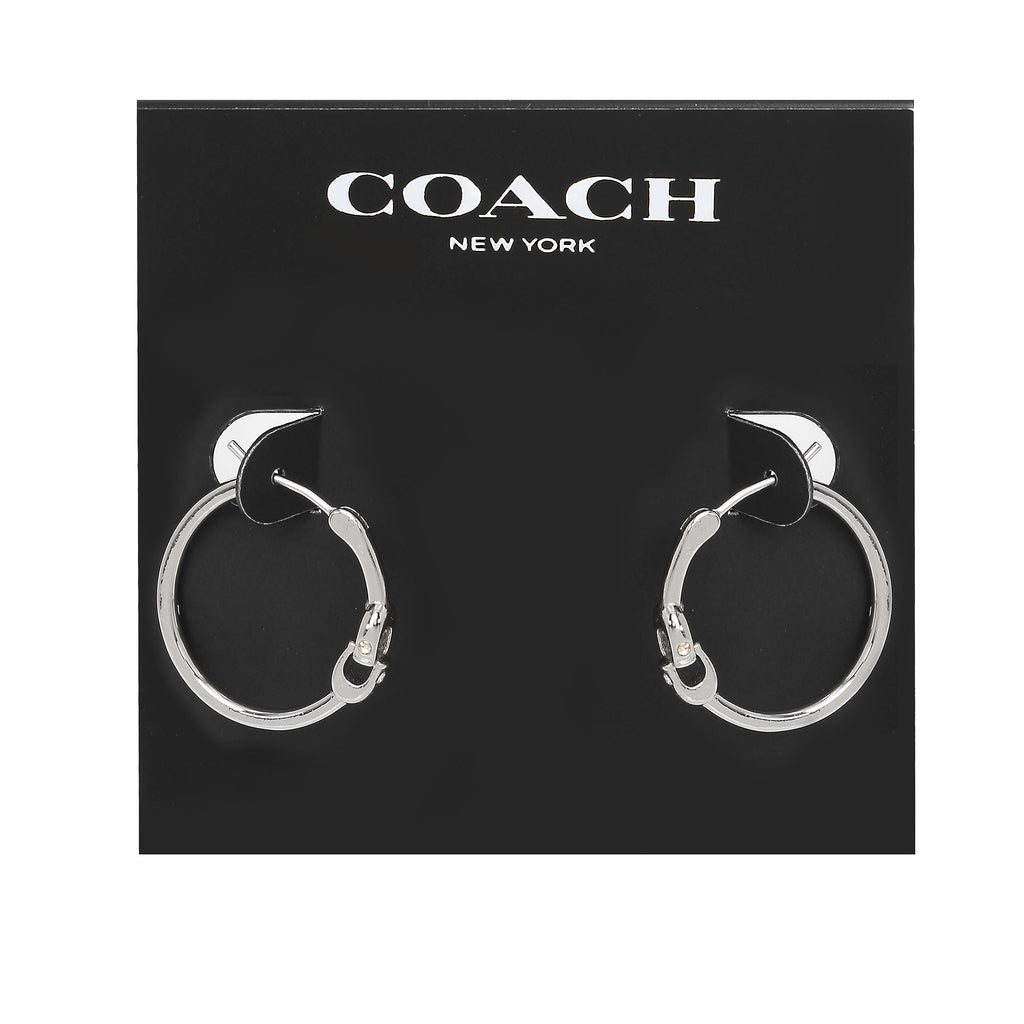 COACH Signature Hoop Earrings Rhodium One Size