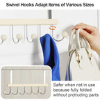 TOPIA HANGER Over The Door Hooks for Hanging, Towel Hooks Towel Racks for Bathroom, Coat Hooks Coat Rack Over The Door Organizer Hanging, Wooden Door Hangers for Coat Towel Hat Purse CT72W - 2 Pack