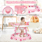 HolyBase Music and Lights Baby Walker Foldable with 9 Adjustable Heights, Baby Walker with Wheels Portable, Infant Toddler Walker for Baby Boy Girls 6-18 Months