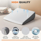 Sweetcrispy Wedge Pillow, Body Pillow for Sleep Apnea, Neck Pain Relief, Post Surgery, Sleeping Comfort, Acid Reflux, Heartburn, Back Pain Relief and Snoring, 7.5Inch White& Grey