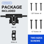 HTHOOOOOME Slide Bolt Gate Latch with Padlock Hole, Heavy Duty Fence Slide Latches Outdoor Doors for Wooden Fence, Shed Door, Vinyl Door-2pack