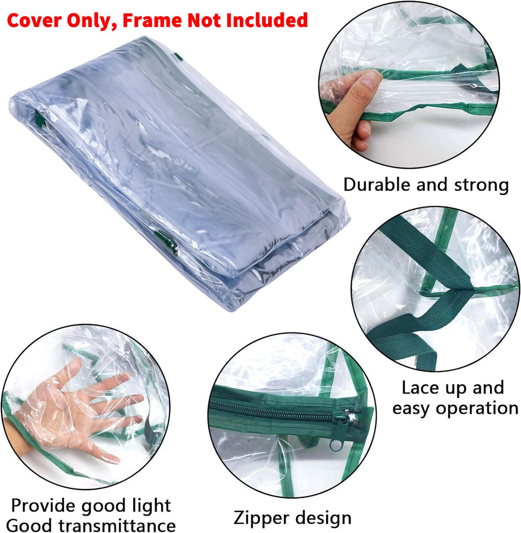 4 Tier Roll-Up Greenhouse Replacement Cover for Plant-63"x27"x19" Clear PVC