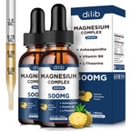 Magnesium Glycinate Liquid Drops 500mg - Triple Magnesium Complex Supplement with Citrate, Malate, Ashwagandha, L-Theanine, Vitamin B6 for Sleep, Stress Relief, Muscle, Pineapple Flavor 4 Fl Oz