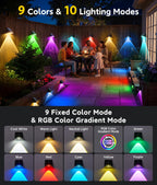 KOOPER Solar Fence Lights Outdoor Waterproof 20 Pack, Solar Fence Lights with Ultra-Bright LED Lens, 10 Modes & 9 Colors Outdoor Solar Lights for Fence, Backyard, Railing, Patio, Wall, Step, Deck