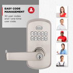 Kwikset SmartCode 955 Light Commercial 10-Button Keypad Satin Nickel Electronic Kingston Lever, Featuring Convenient Keyless Entry, 3-Year Battery Life and High Traffic Durability