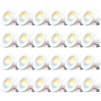 Amico 24 Pack 5/6 inch 5CCT LED Recessed Lighting, Dimmable, 12.5W=100W, 950LM, 2700K/3000K/4000K/5000K/6000K Selectable, Retrofit Can Lights with Baffle Trim, IC Rated - ETL & FCC, White
