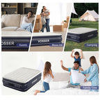 VOSSER Air Mattress Full with Built in Pump,18''Inflatable Mattress of Upgraded Vertical Beams,Self Inflatable/Deflation Blow Up Mattress in 3 Mins,Flocked Top Airbed with Carry Bag for Home, Camping