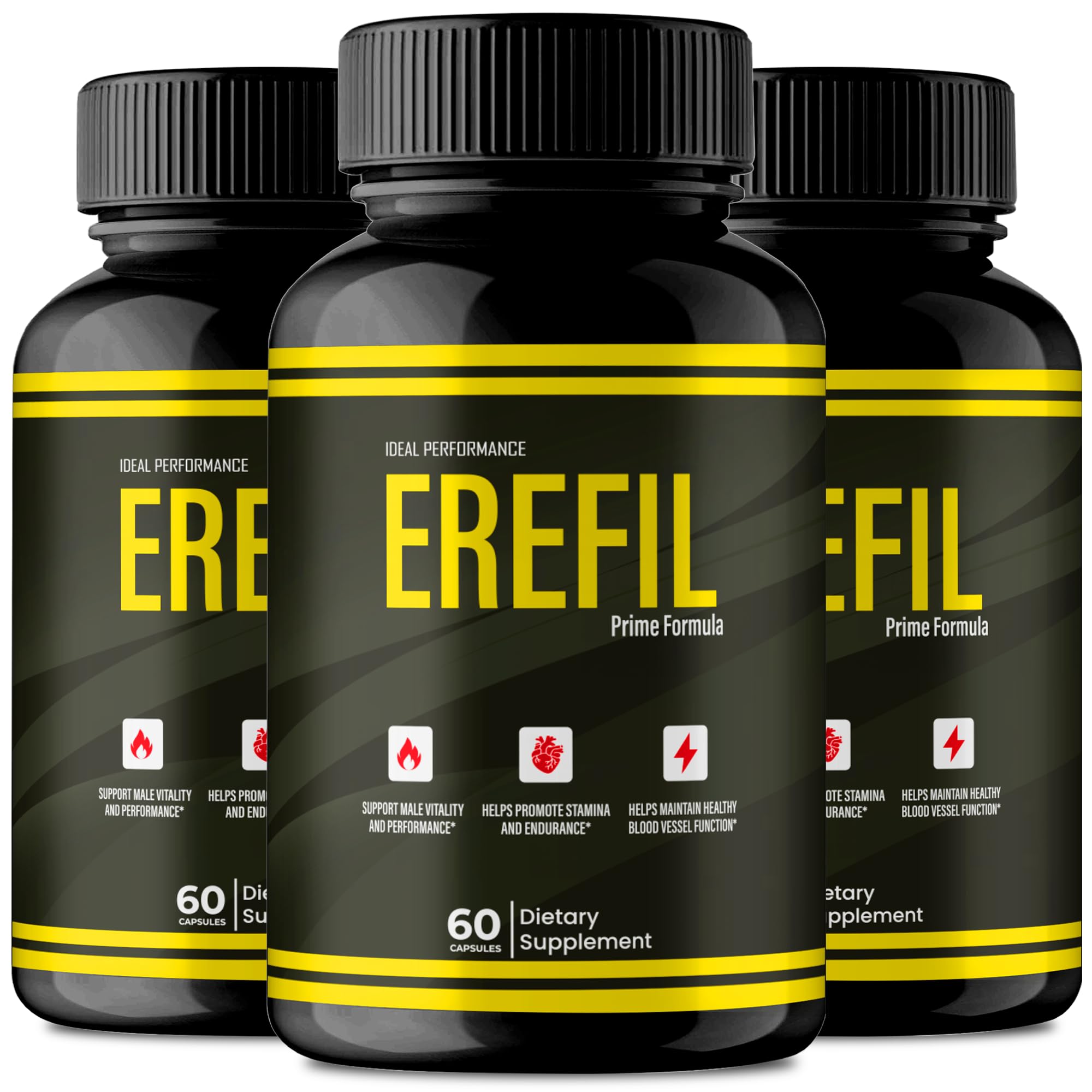 Erefil Supplement Capsules, Advanced Erefil Natural Pills - Maximum Strength, All Natural Performance, Stamina and Energy Support, Ere Fil Overall Health and Wellness Support Reviews (3 Pack)