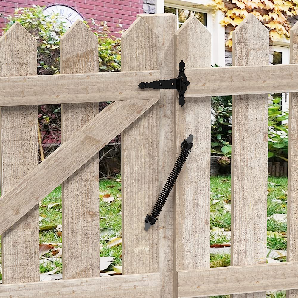 skysen 4 Pack 14" Fence gate Spring self Closing and Adjustable for Wooden or Vinyl Fence,Carbon Steel,Black(gate spring-14"-4)