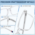 Ynaahi Blue Light Glasses for Men Women, Blue Light Blocker, 99% UV Protection. Ideal for Computer Use, Gaming, Reading.