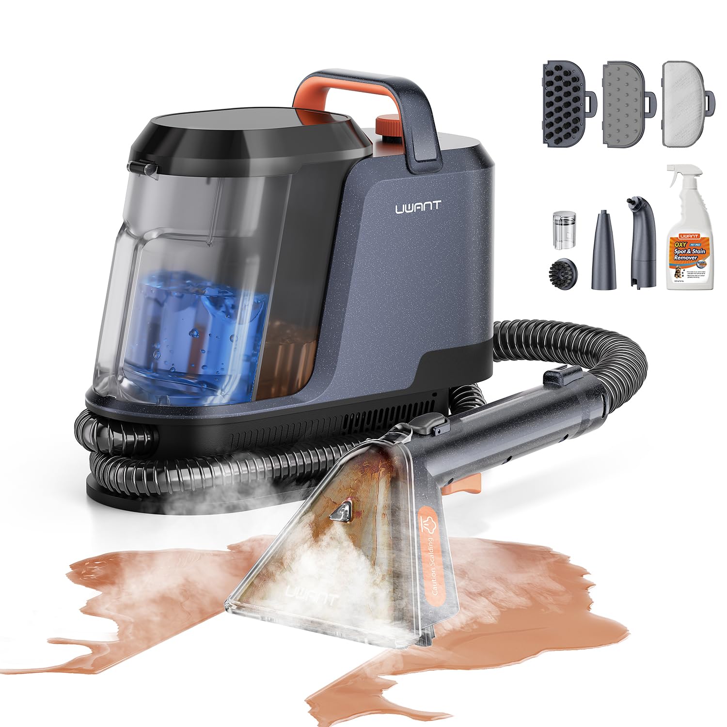 Uwant Carpet Cleaner Machine with Steam&Hot&Cold Water System 18Kpa Powerful Suction Upholstery Cleaner Machine with Pet Pro Cleaner for Pets, Carpet Steam Cleaner Set of 1