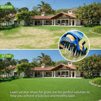 Bakulala Lawn Aerator Shoes Pre-Assembled, Heavy Duty Lawn Spike Shoes with Adjustable Straps, Soil Aerating Tool for Yard Patio Garden with Cleaning Shovel Blue