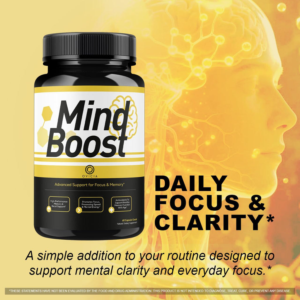 Mind Boost Capsules - MindBoost Advanced Formula Daily Support Focus & Memory, MindBoost Premium Pills All Natural Vitamins for Overall Health and Wellness Reviews, 60 Capsules for 1 Month