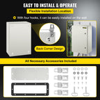 VEVOR NEMA Steel Enclosure, 24 x 16 x 10'' NEMA 4X Steel Electrical Box, IP66 Waterproof & Dustproof, Outdoor/Indoor Electrical Junction Box, with Mounting Plate