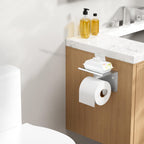 FORIOUS Toilet Paper Holder with Shelf, Adhesive or Screw, Commercial
