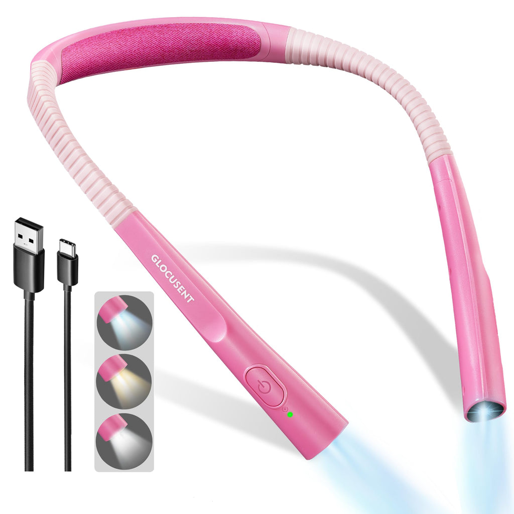 Glocusent Upgraded LED Neck Reading Light, Book Light for Reading in Bed