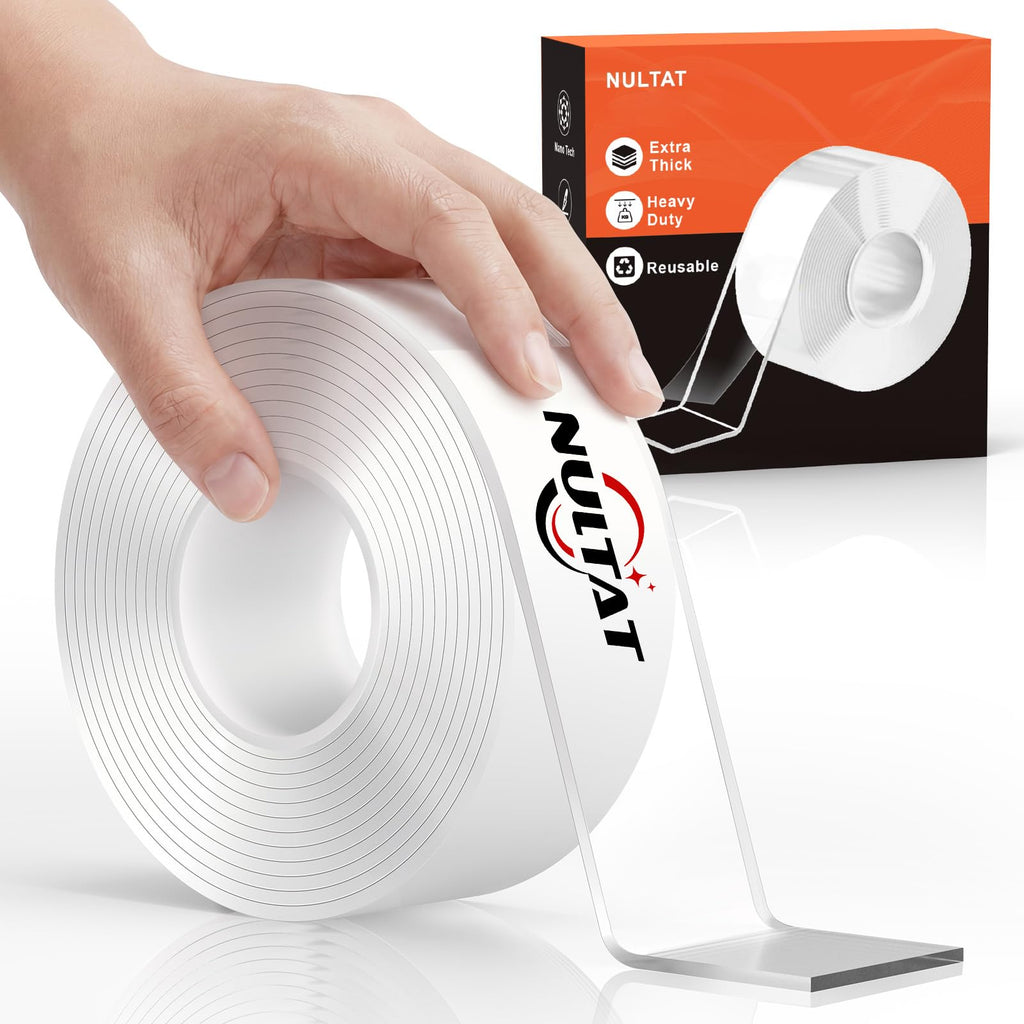 NULTAT 90 Feet Double Sided Tape Heavy Duty, 1.18" x 120" Strong Nano Double Stick Tape, Removable, Washable, ReusableTapes for Wall, Clear Multipurpose Two Sided High Temperature Tape(90 Feet)