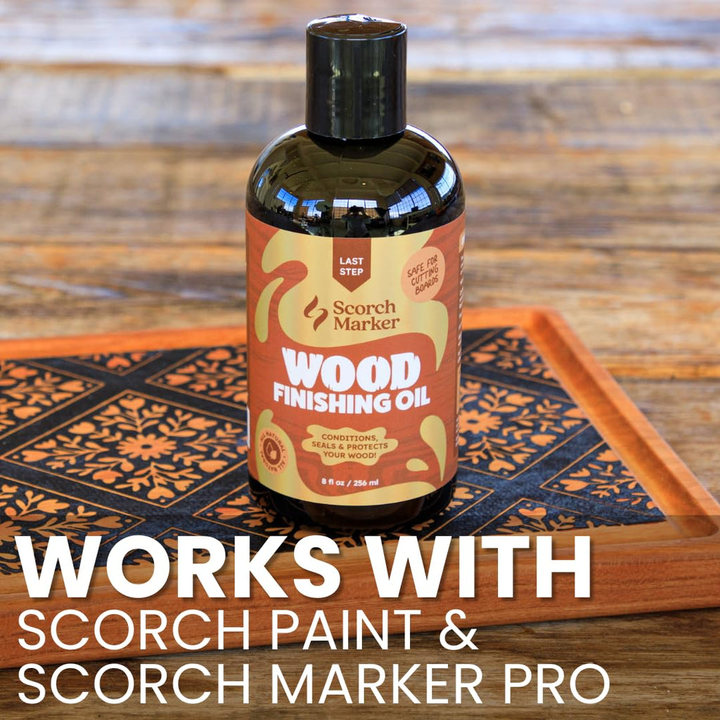 SCORCH MARKER Cutting Board Oil - Food Safe Butcher Block & Wood Finishing Oil Conditioner, Made with Food Grade MCT Oil, for Kitchen Utensils & Wood Crafts, Mineral Oil-Free (8OZ)