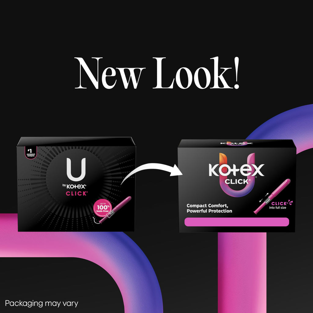 U by Kotex Click Compact Tampons, Super Absorbency, Unscented, 45 Count