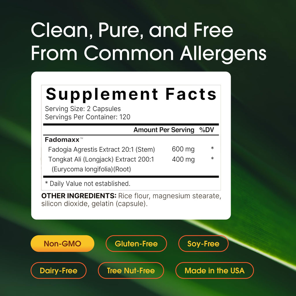 NatureBell Fadogia Agrestis 600mg & Tongkat Ali 400mg - 240 Capsules (4-Month Supply) - High-Potency Supplement for Energy, Vitality & Workout Support - Non-GMO, Gluten-Free - 3rd Party Tested