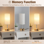 Touch Bedside Table Lamp with Memory - Stepless Dimmable Lamp for Bedroom, Small Nightstand Lamp with Dual USB Charging Ports and AC Outlet, Wood Night Light, Desk Lamp for Nursery, Living Room, Dorm