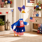 Btiztlla 4 of July Porch Goose Outfit for 23 Inch, Patriotic Red White Blue Decorative Goose Clothes, Independence Day Porch Yard Garden Decor