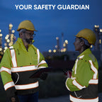 TICONN Reflective Rain Jacket Safety Jacket, Waterproof Hi Vis Rain Coat, Class III High Visibility Coat (Yellow&Black, L)