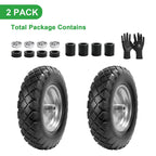 LTNICER 4.80/4.00-8" Flat-Free Tire and Wheel, 16" Solid Wheelbarrow Tires with 5/8" or 3/4" Bearings, 3-7" Centered Hub Universal Fit for Wheelbarrows/Garden Trailer/Wagons