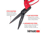 Kimura® Pro Grass Shears - Premium Lawn Shears with 360° Rotating Head, Japanese SK5 Steel Blades, Lightweight, Ergonomic TPR Coated Handles, Garden Shears for Edging and Trimming - 15" Grass Clippers