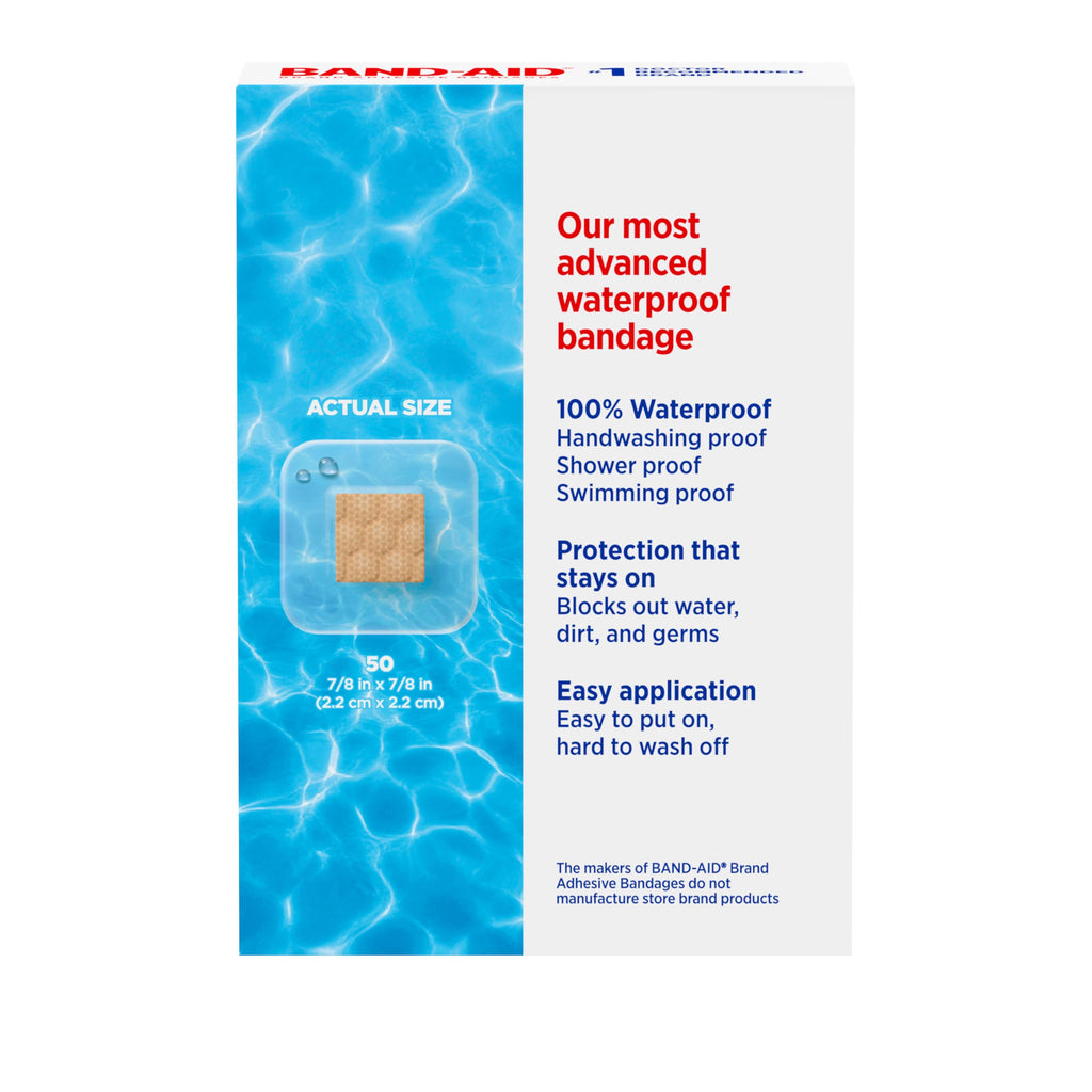 BAND-AID Brand Waterproof Clear Spot Adhesive Square Bandages, Individually Wrapped Small Spot Bandages for Wound Care for Minor Cuts & Scrapes, Waterproof, One Size, 50 ct
