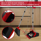 UDUK Broom and Dustpan Set, Large Household Broom with Dustpan Combo Set, 55 Inch Long Handle, Red Dust Pan Combo Set for Home