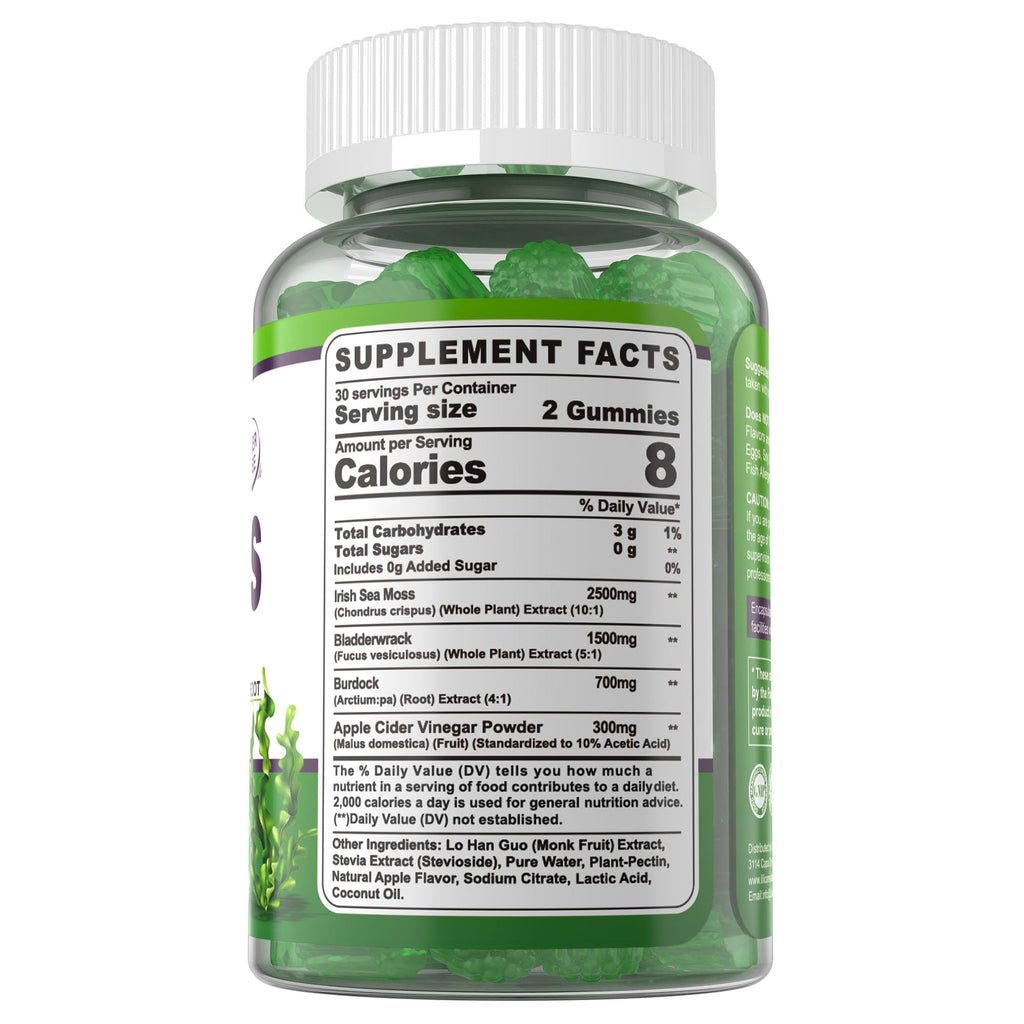 (2 Pack) Sea Moss Gummies - Irish Sea Moss Gummies for Adults & Kids - Advanced Superfood Seamoss Supplement + Bladderwrack, Burdock Root Extract，ACV for Daily Immune, Gut Cleanse, Vegan, Sugar Free