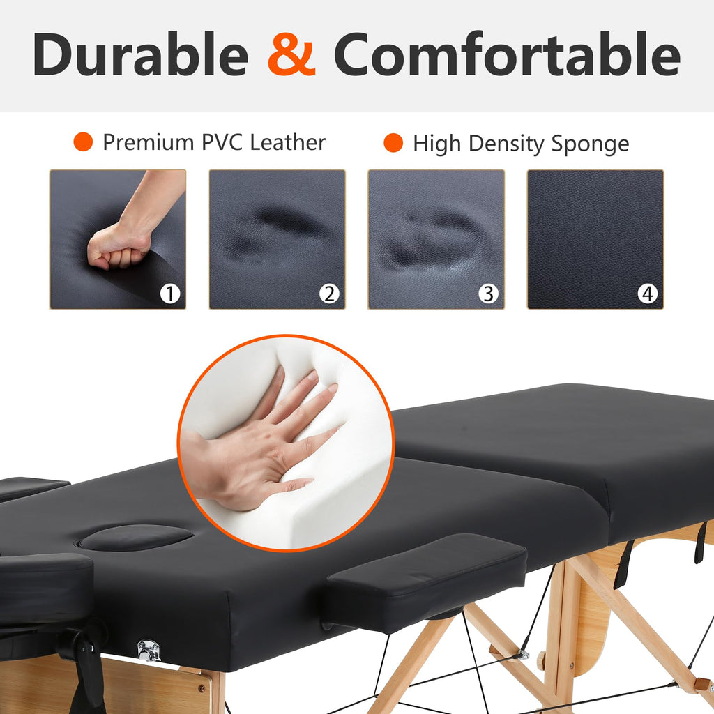 PayLessHere Massage Bed Portable Massage Table 24 inch Wide Lash Bed 2 Folding Height Adjustable Spa Table with Non-Woven Bag for Spa Footmassage Facial CareSpa Tattoo