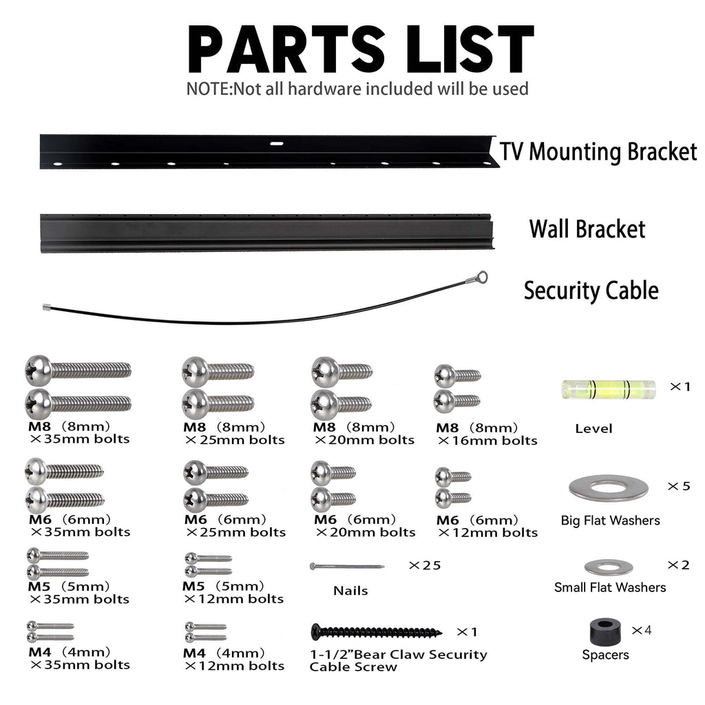Auoace No Stud TV Wall Mount, Studless Drywall TV Hanger for 12-55 Inch TVs