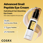 COSRX Snail Mucin Peptide Under Eye Cream, 0.84 fl oz, 73.7% Snail Mucin and Niacinamide, Eye Care, Eye Cream Anti Aging, Dark Circles, Korean Skin Care