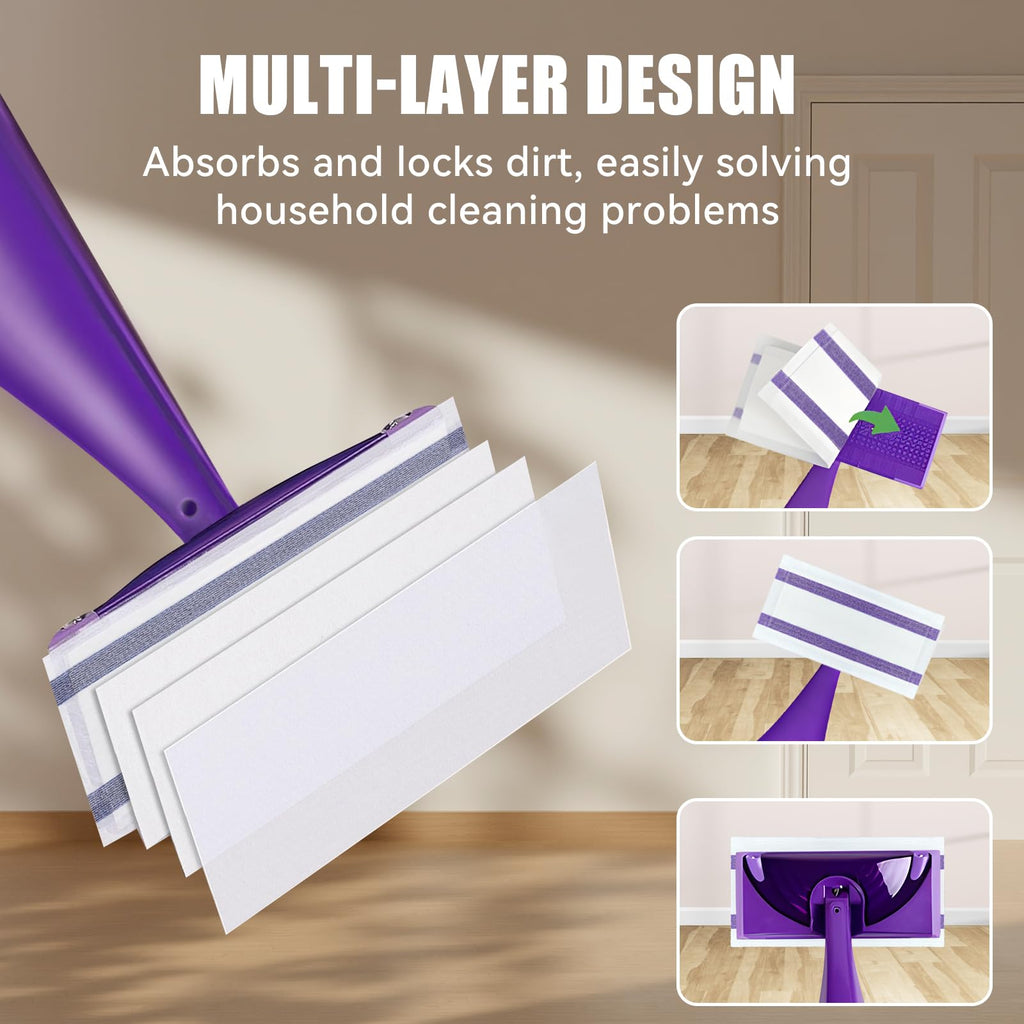 DOCXCDO 80 Pack Disposable Mop Pad Refills for Swiffer Wet Jet Spray Mop，Dry&Wet Mopping Pad Compatible with Swiffer Wet Jet and Any Model of Velcro Mop，Multi Surface WetJet Pad for Floor Cleaning