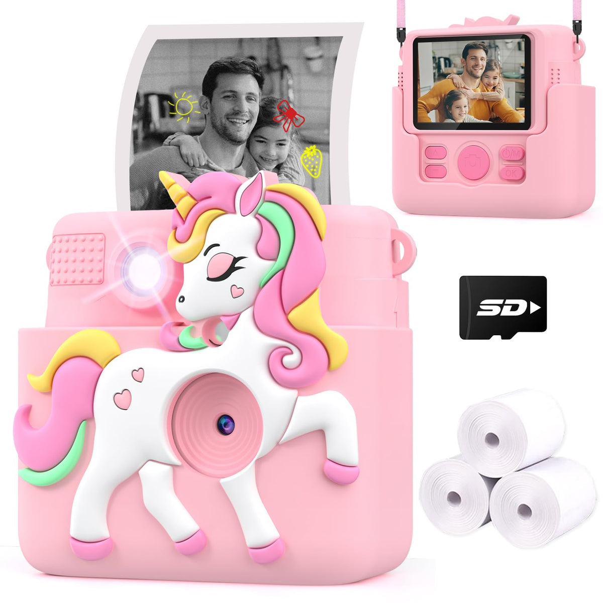 Kids Camera Instant Print,1080P Digital Camera Toy for 3-8 Girls