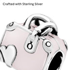 PANDORA Pink Travel Bag Charm - Compatible with PANDORA Moments - Jewelry for Women - Made with Sterling Silver & Enamel - Gift with Gift Box