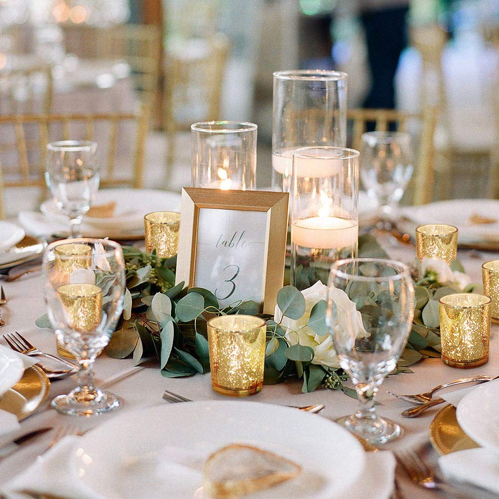 DARJEN 24 Pcs Gold Tea Lights Candles Holders for Wedding Centerpieces
