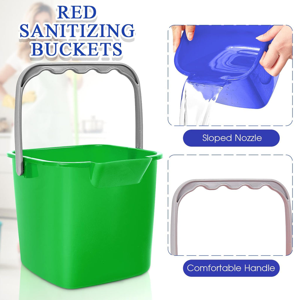 Irenare 8 Pcs Sanitizing Bucket 3 Quart Cleaning Pail, Multicolor