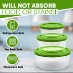 Replacement Lids for Pyrex Containers Round Glass Food Plastic (2) 2-Cup (2) 4-Cup (2) 7-Cup (Green)