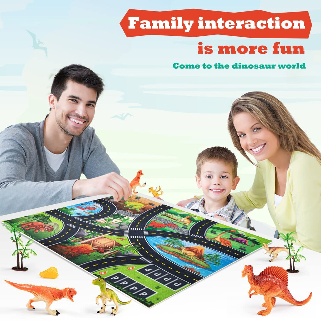 Kiddiworld Dinosaur Toys for 3 4 5 Year Old Boys Gifts, Dinosaurs Toys for Kids 3-5-7, Dino Figures Activity Play Mat Christmas Birthday Gifts for Girls Toddler Toy Age 2-4
